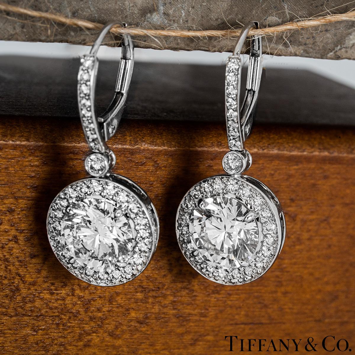 Women's Tiffany & Co. Platinum Diamond Earrings 3.65 Carat TDW For Sale