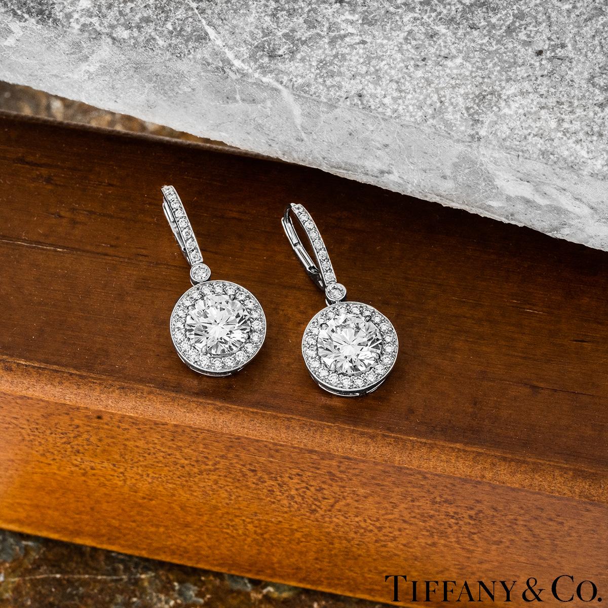 Tiffany & Co. Platinum Diamond Earrings 3.65 Carat TDW For Sale 2
