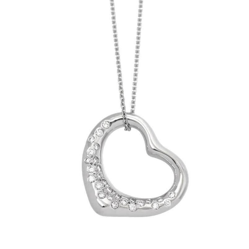 TIFFANY & Co. Platinum Diamond Elsa Peretti 22mm Open Heart Pendant Necklace 

Metal: Platinum
Weight: 11.30 grams 
Chain: 16