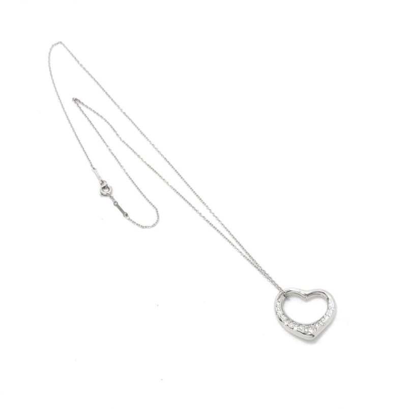 Women's Tiffany & Co. Platinum Diamond Elsa Peretti Open Heart Pendant Necklace For Sale