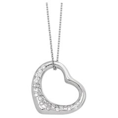 Tiffany & Co. Platinum Diamond Elsa Peretti Open Heart Pendant Necklace