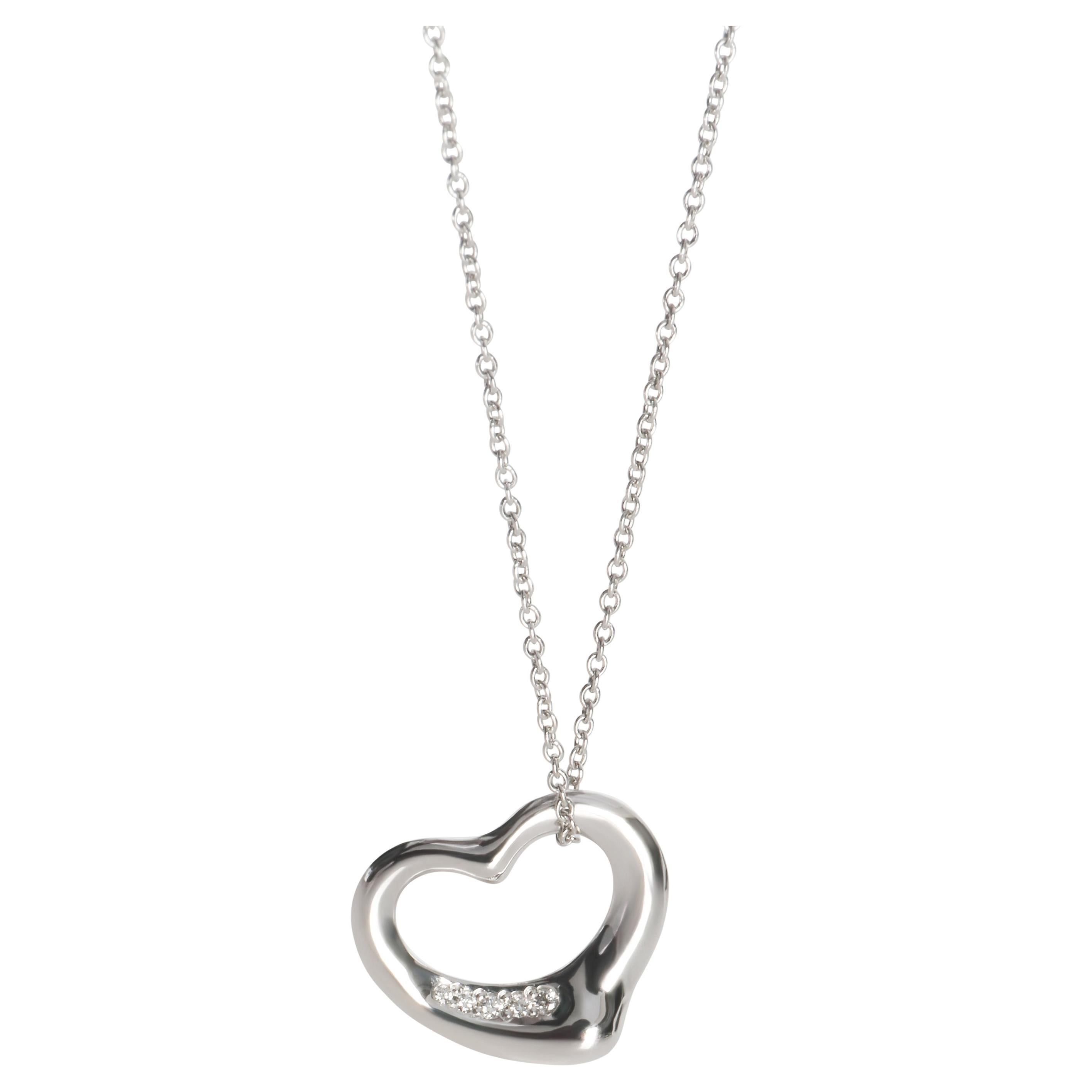 Tiffany 
Co. Ciondolo a cuore aperto in platino e diamanti Elsa Peretti in vendita