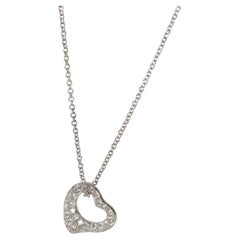 Tiffany & Co. Platinum Diamond Elsa Peretti Open Heart Pendant