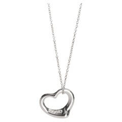 Tiffany & Co. Platinum Diamond Elsa Peretti Open Heart Pendant