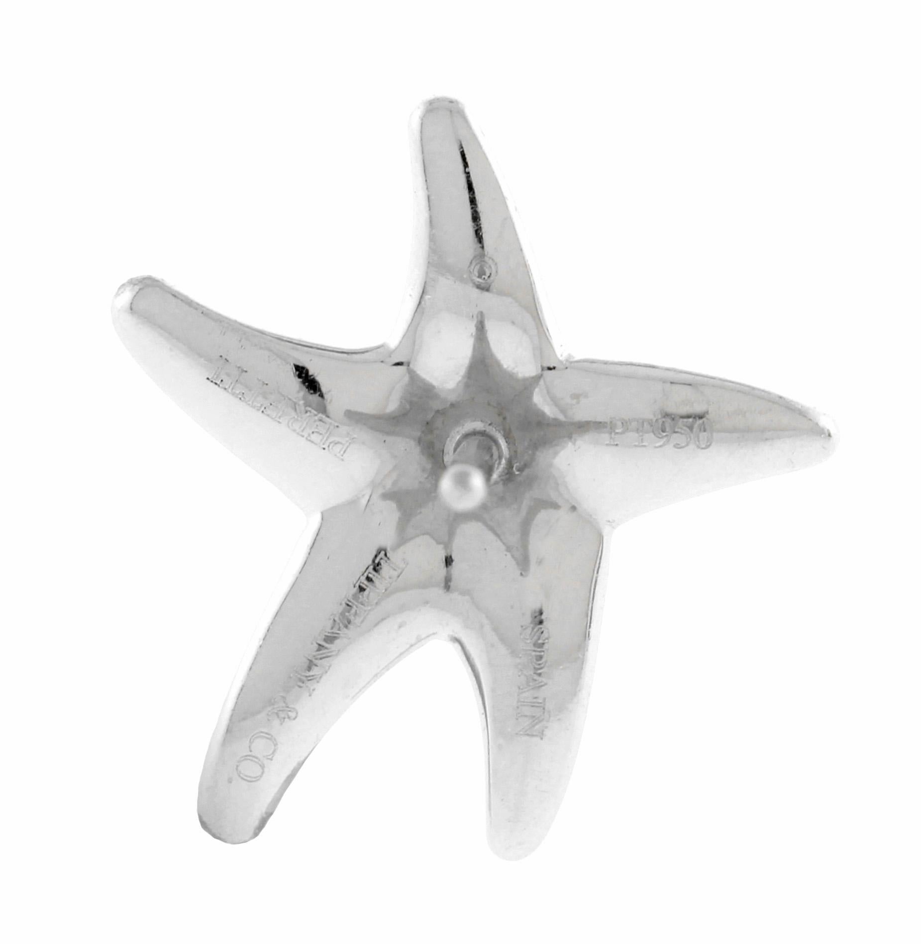 Tiffany & Co. Platin Diamant Elsa Peretti Seestern-Ohrringe aus Platin (Brillantschliff) im Angebot