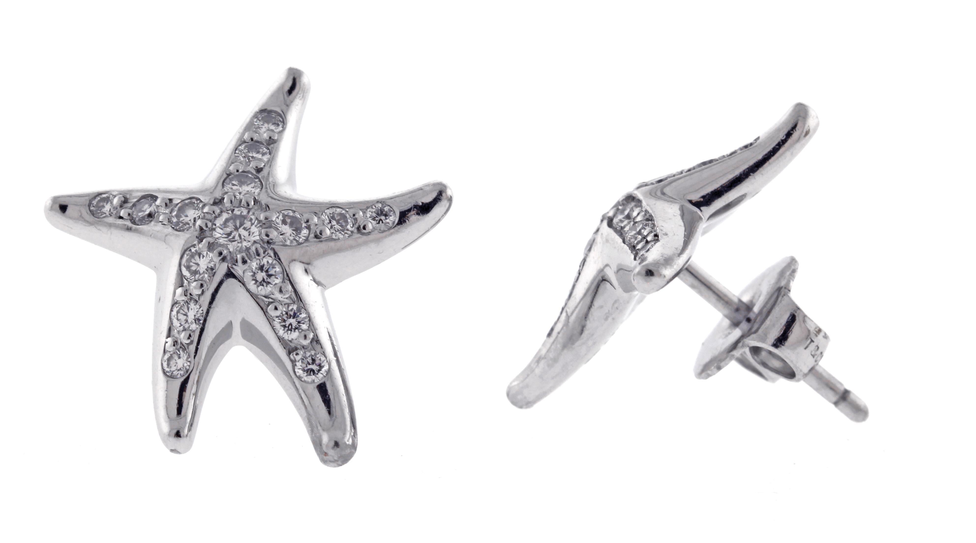 Tiffany & Co. Platin Diamant Elsa Peretti Seestern-Ohrringe aus Platin im Zustand „Hervorragend“ im Angebot in Bethesda, MD