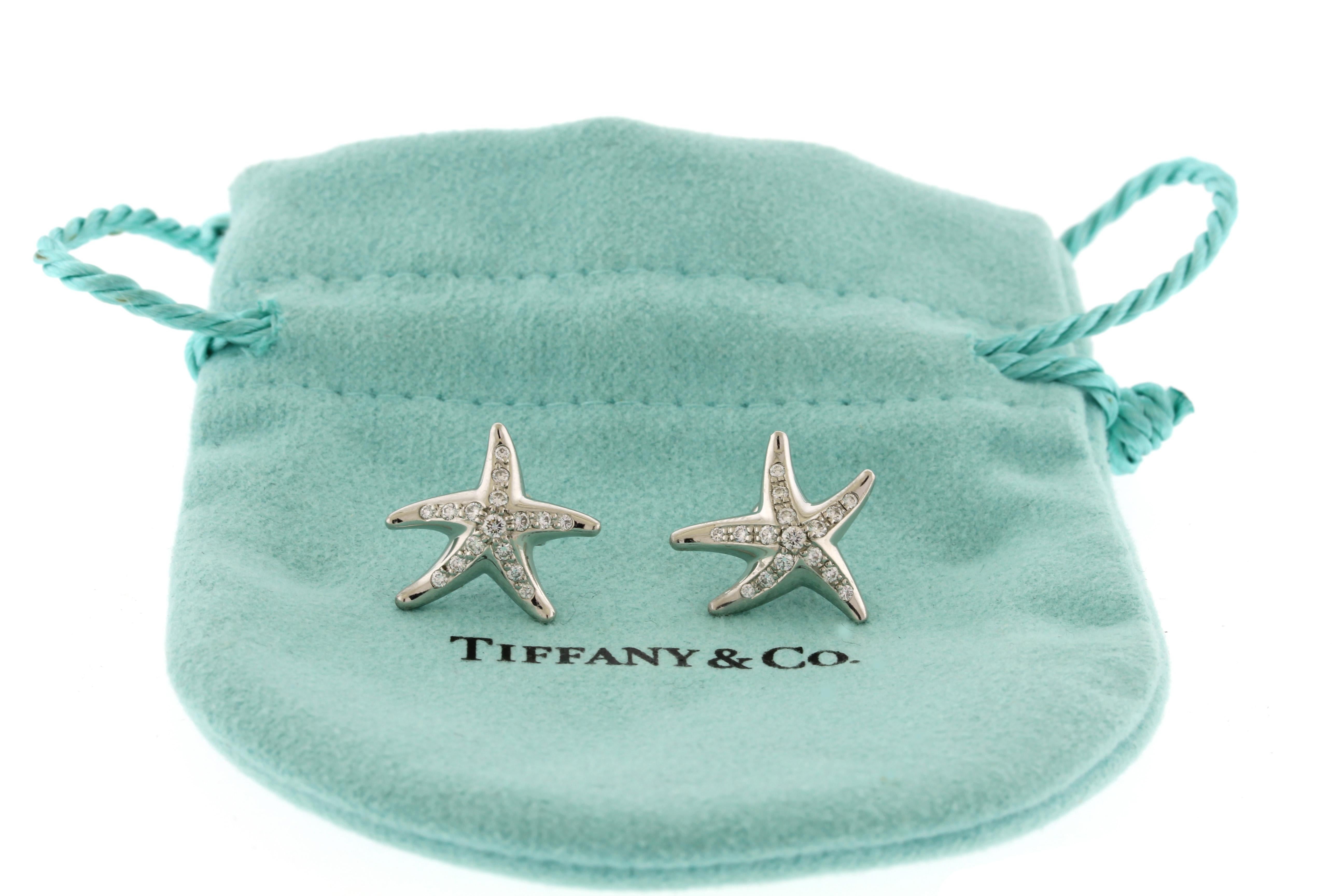 Tiffany & Co. Platin Diamant Elsa Peretti Seestern-Ohrringe aus Platin für Damen oder Herren im Angebot