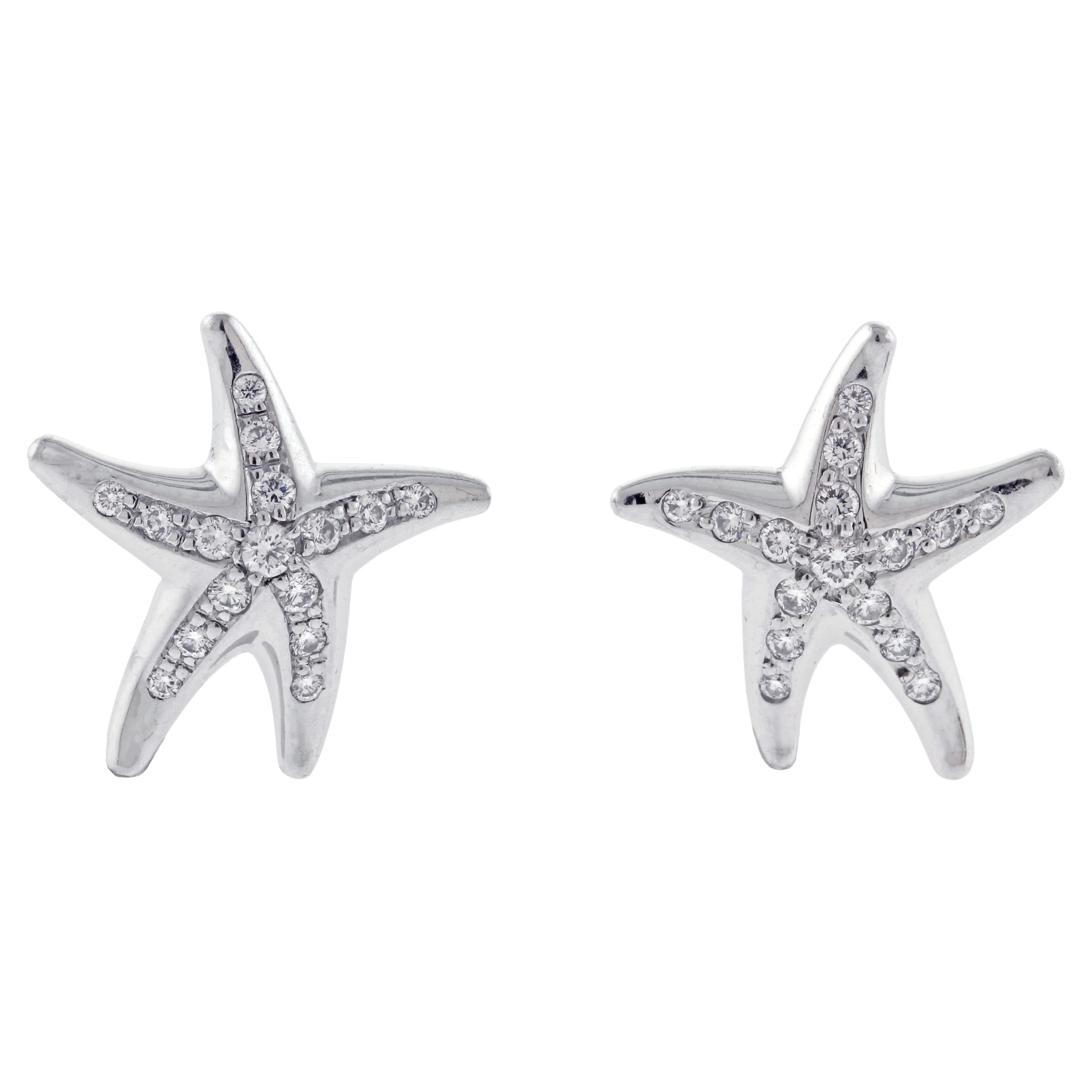 Tiffany & Co. Pendientes Estrella de Mar Elsa Peretti Diamante Platino