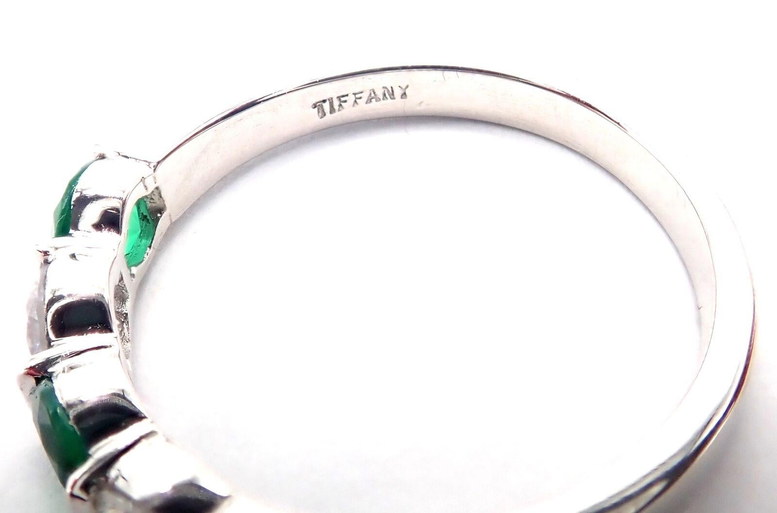 Women's or Men's Tiffany & Co Platinum Diamond Emerald Band Ring