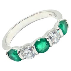 Tiffany & Co Platinum Diamond Emerald Band Ring