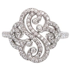 Tiffany & Co Platinum Diamond Enchant Double Heart Pave Ring Size 6.5 Rare