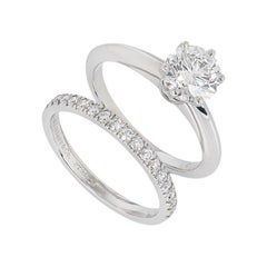 Tiffany & Co. Platinum Diamond Engagement and Eternity Ring 1.35ct GIA Certified