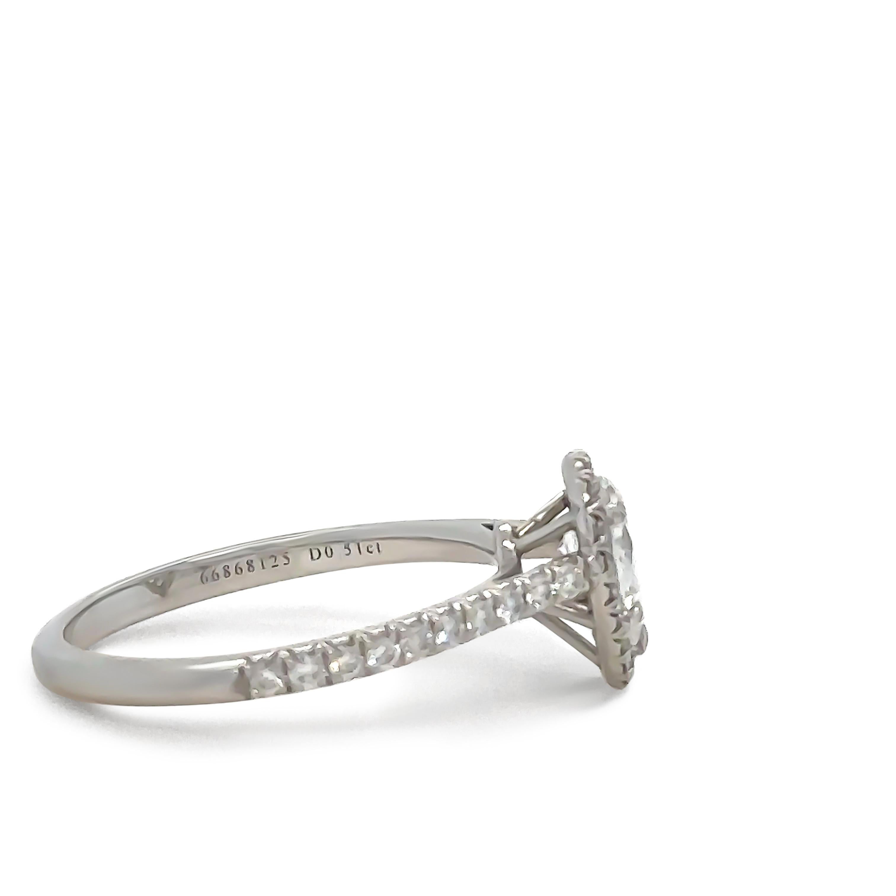 Pear Cut Tiffany & Co Platinum Diamond Engagement Ring 0.77ct
