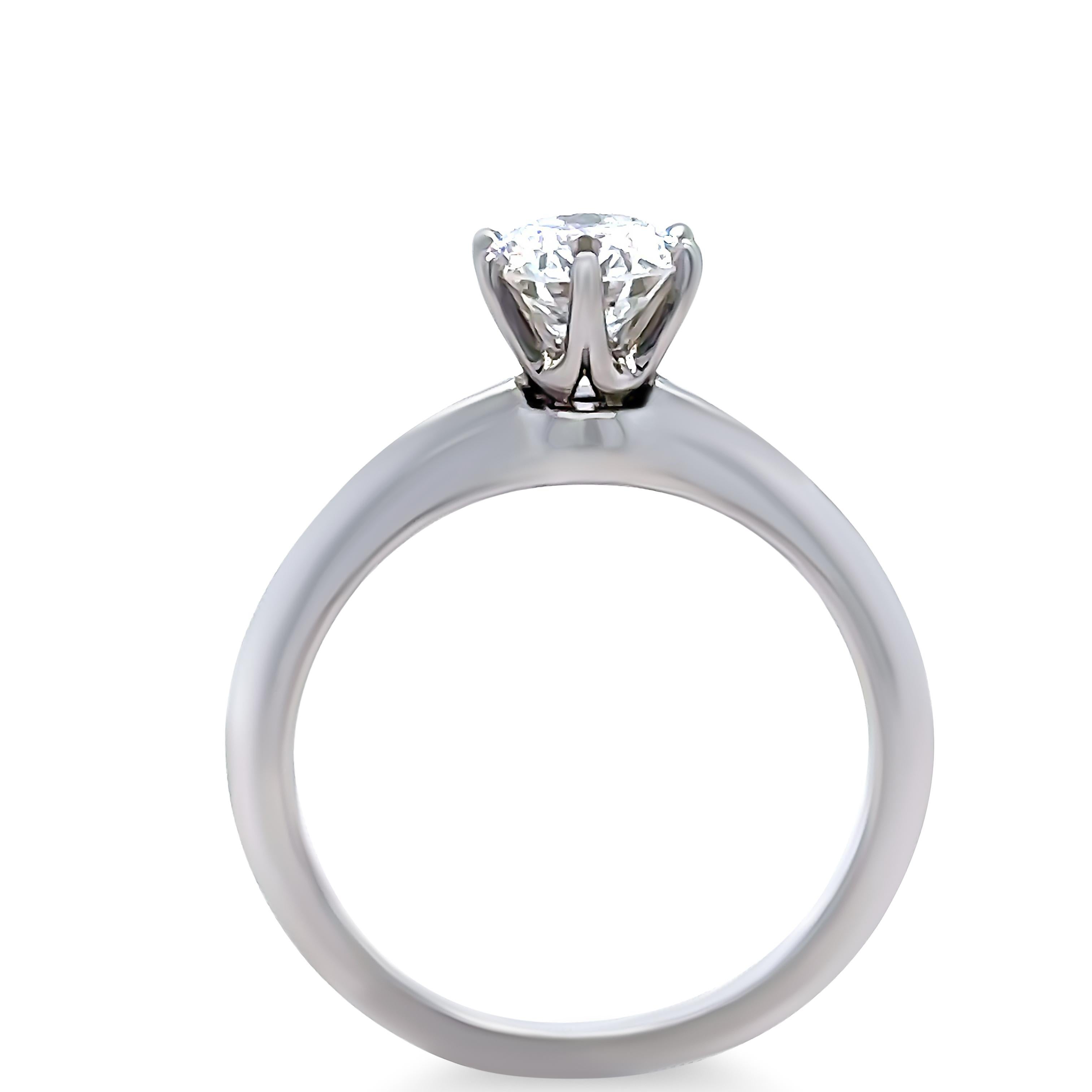 Women's Tiffany & Co Platinum Diamond Engagement Ring 0.85ct For Sale