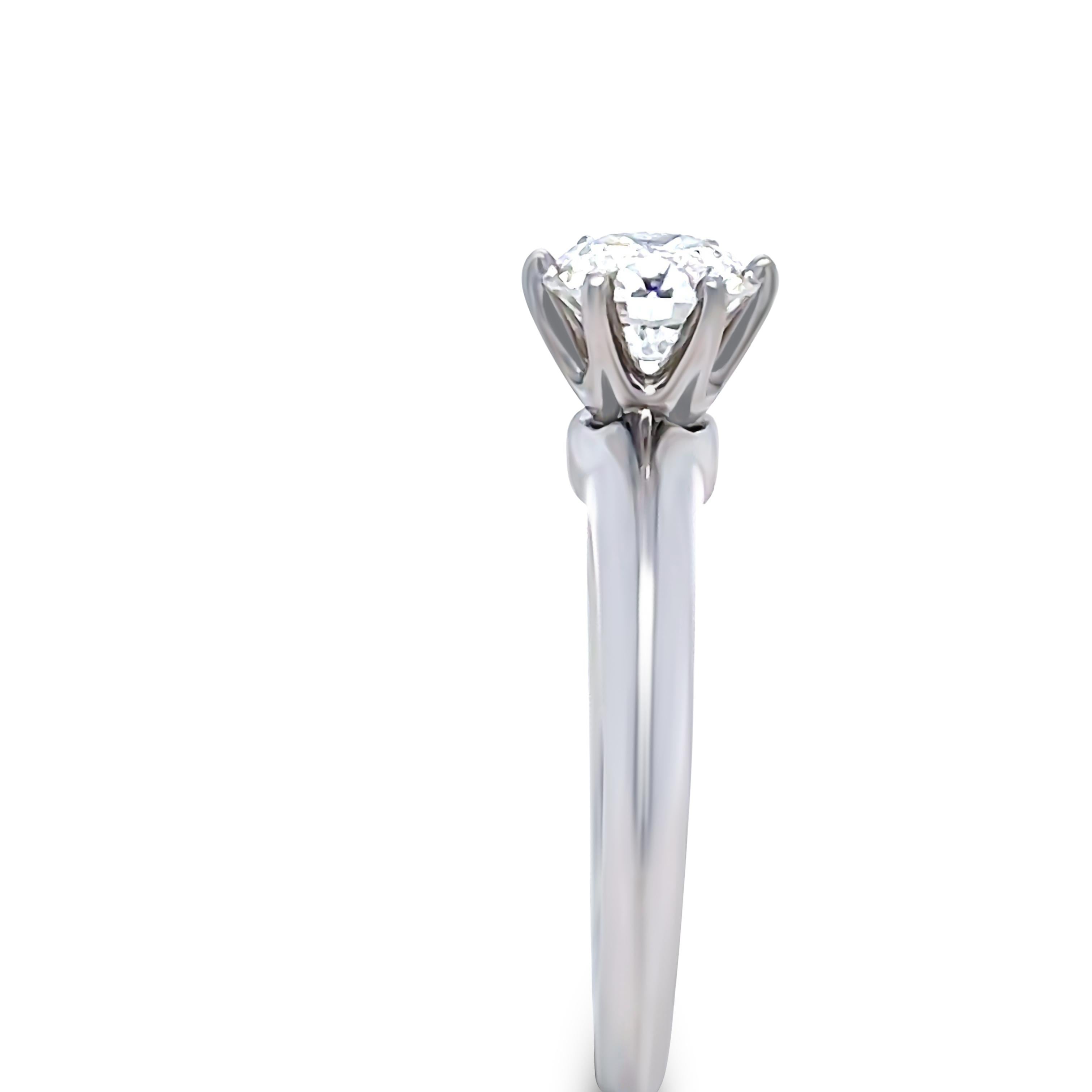 Tiffany & Co Platinum Diamond Engagement Ring 0.85ct For Sale 2