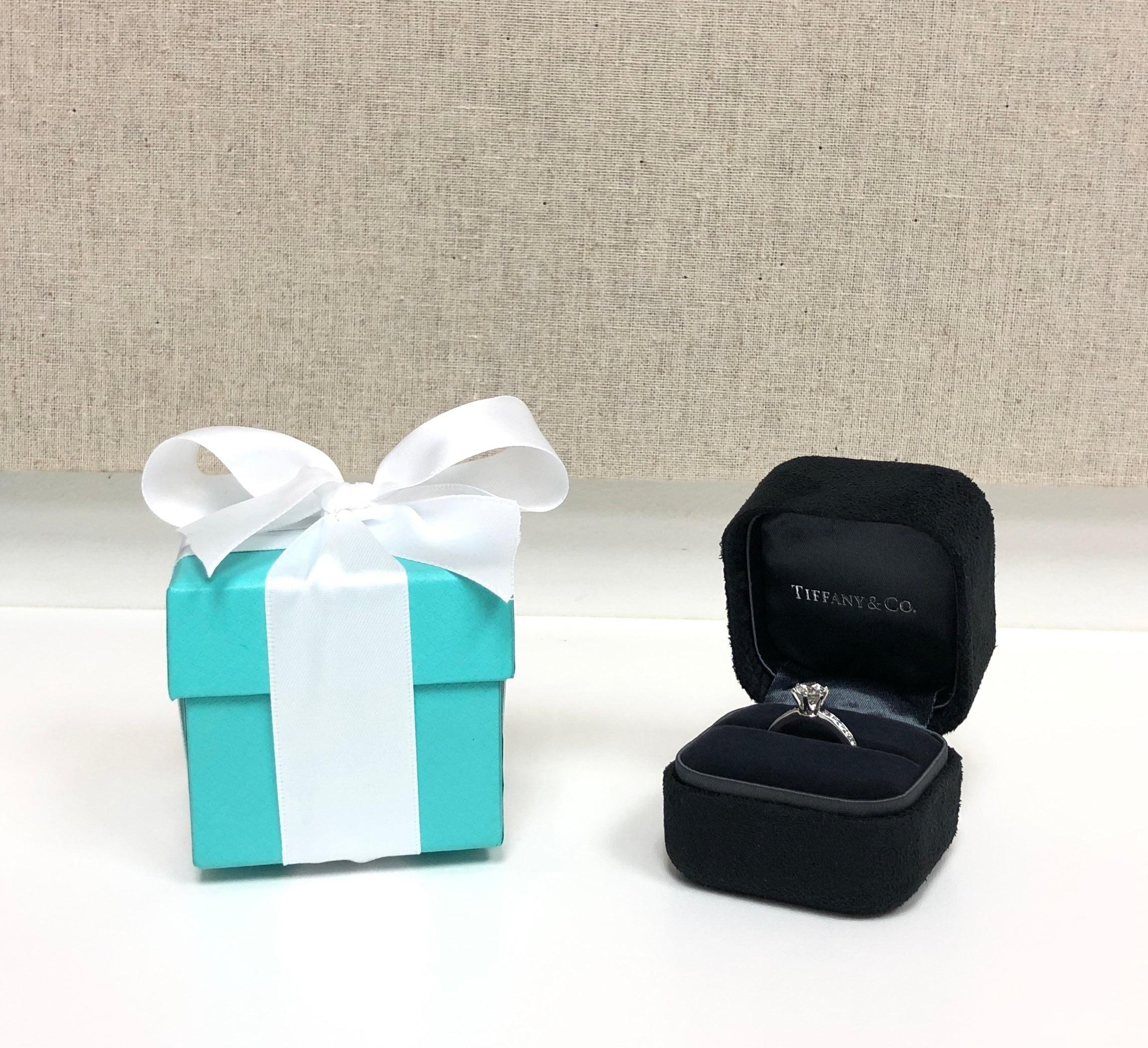 Tiffany & Co. Platinum Diamond Engagement Ring 1.17 Cts TW with Diamond Band 1