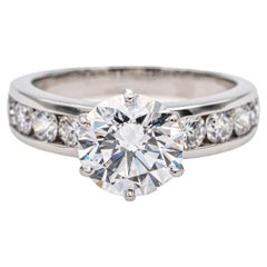 Tiffany & Co. Platinum Diamond Engagement Ring 2.80Cts. TW EVVS2 Diamond Band