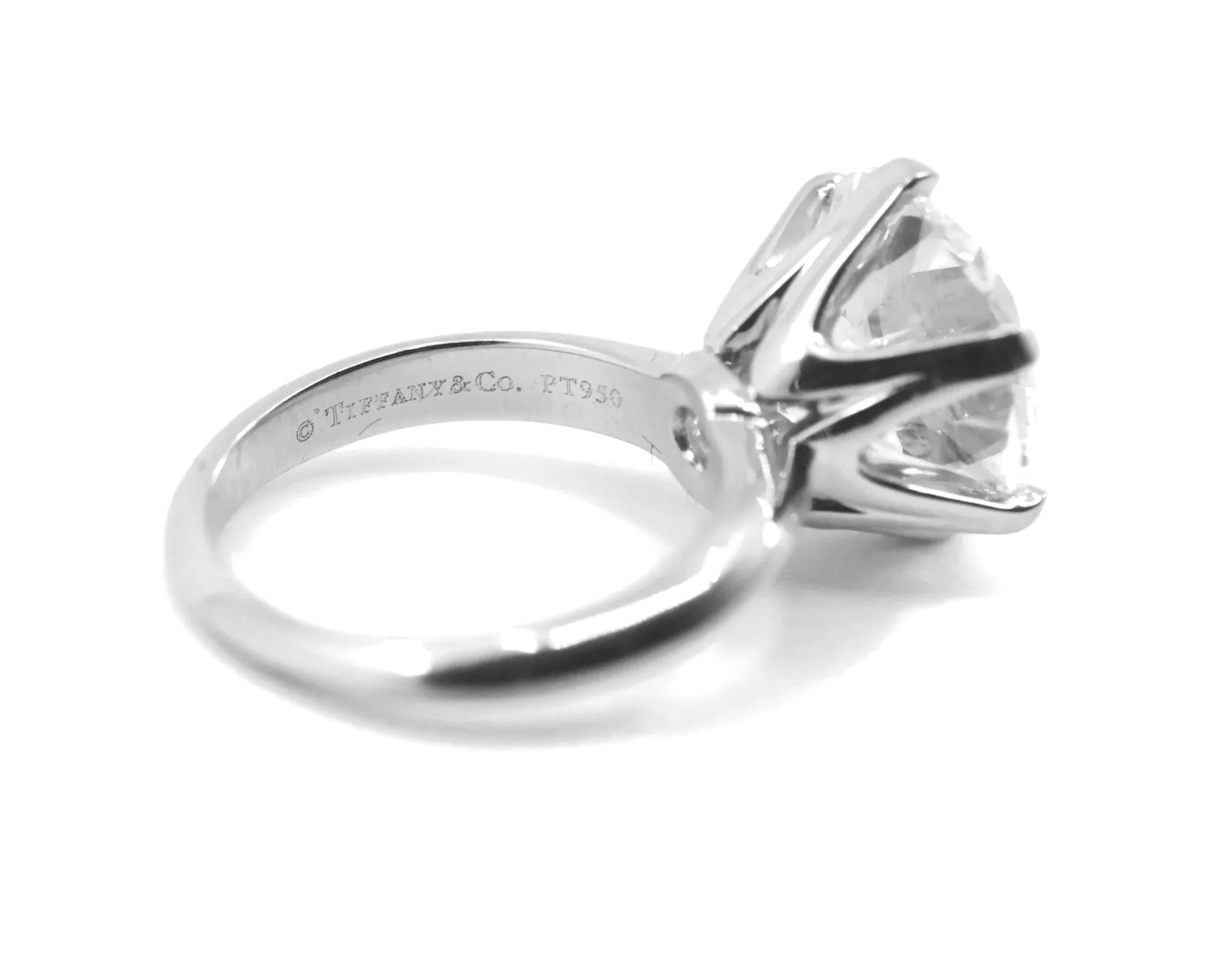 Tiffany & Co. Platin Diamant Verlobungsring 6,53 Karat D/VVS1 (Rundschliff) im Angebot