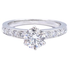 Tiffany & Co. Platinum Diamond Engagement Ring 1.17 Cts TW with Diamond Band