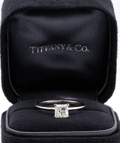 Tiffany & Co. Platinum Diamond Engagement Ring .93 Ct Princess Cut Solitaire