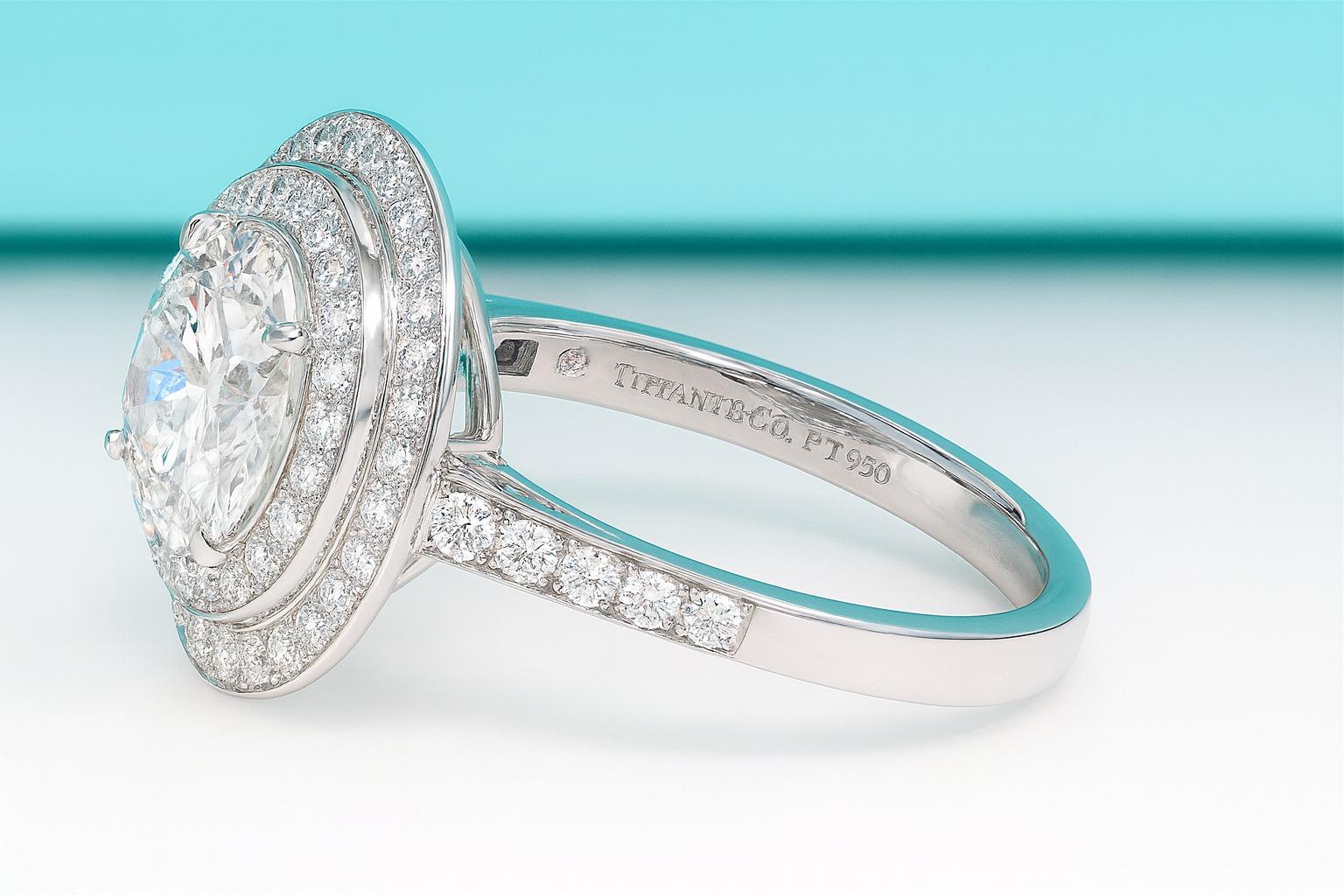 Round Cut Tiffany & Co. Platinum Diamond Engagement Ring For Sale