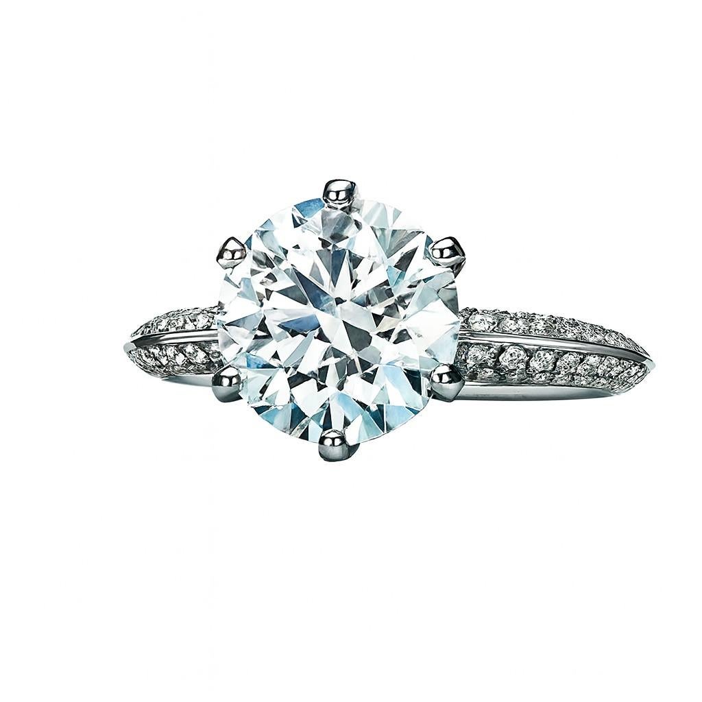 Taille ronde Tiffany & Co. Bague de fiançailles en platine et diamants en vente