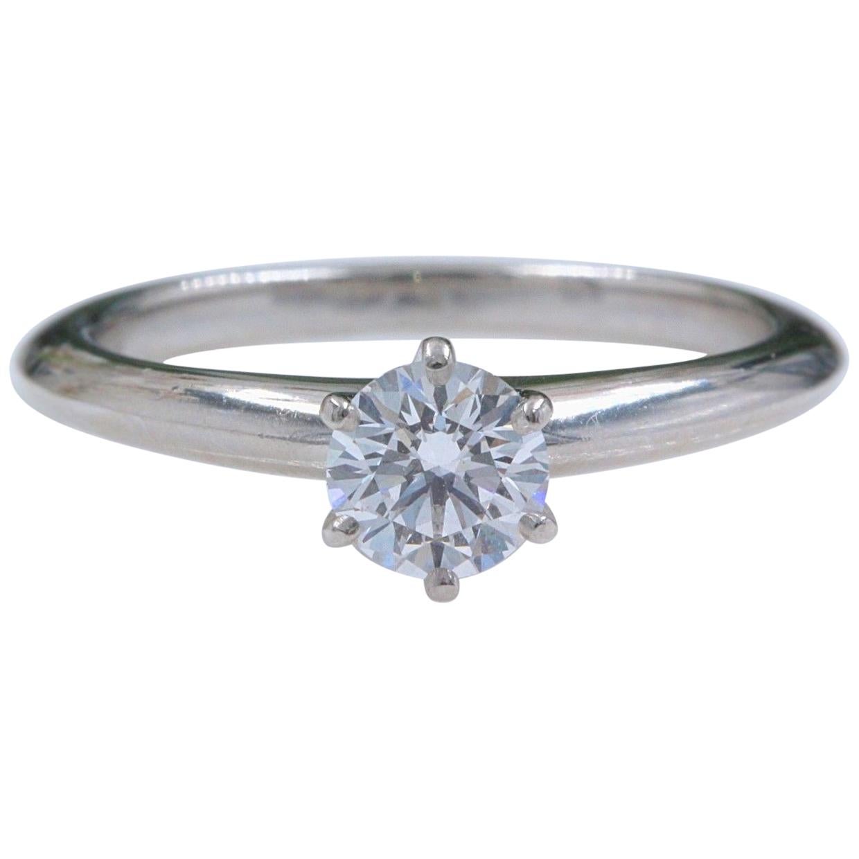 Tiffany & Co. Platinum Diamond Engagement Ring Round 0.47 Carat D VS2