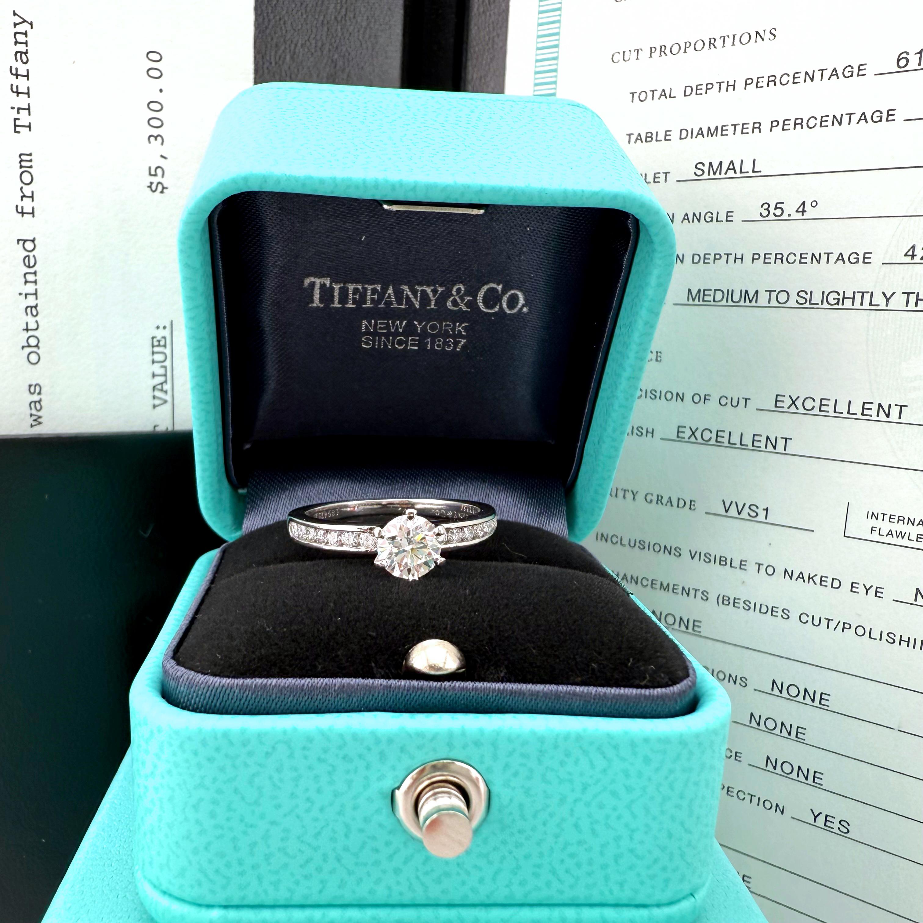 Tiffany & Co Platinum Diamond Engagement Ring Round 0.60 ct I VVS1 For Sale 6