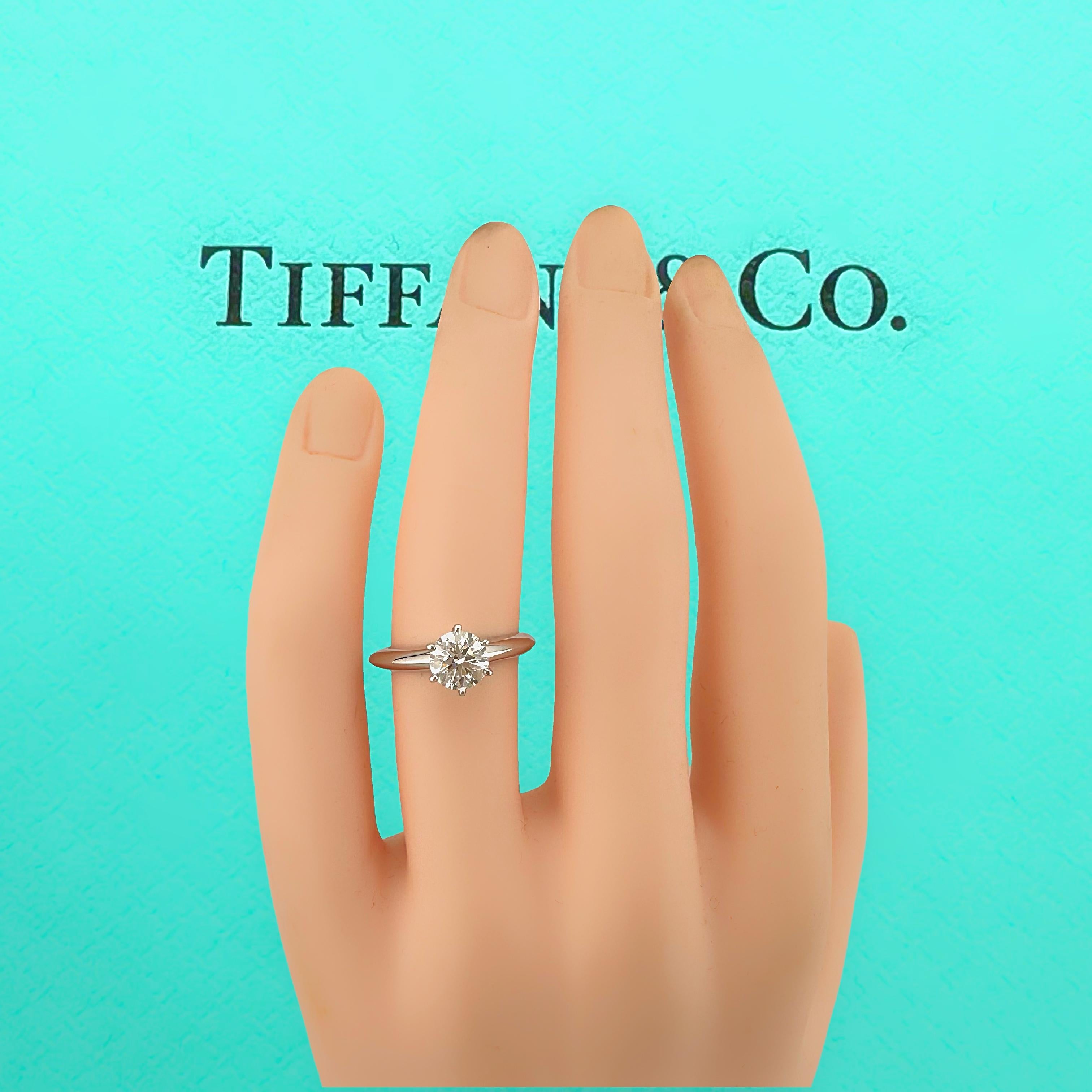 Tiffany & Co Platinum Diamond Engagement Ring Solitaire Round 0.83 ct I VS2 7