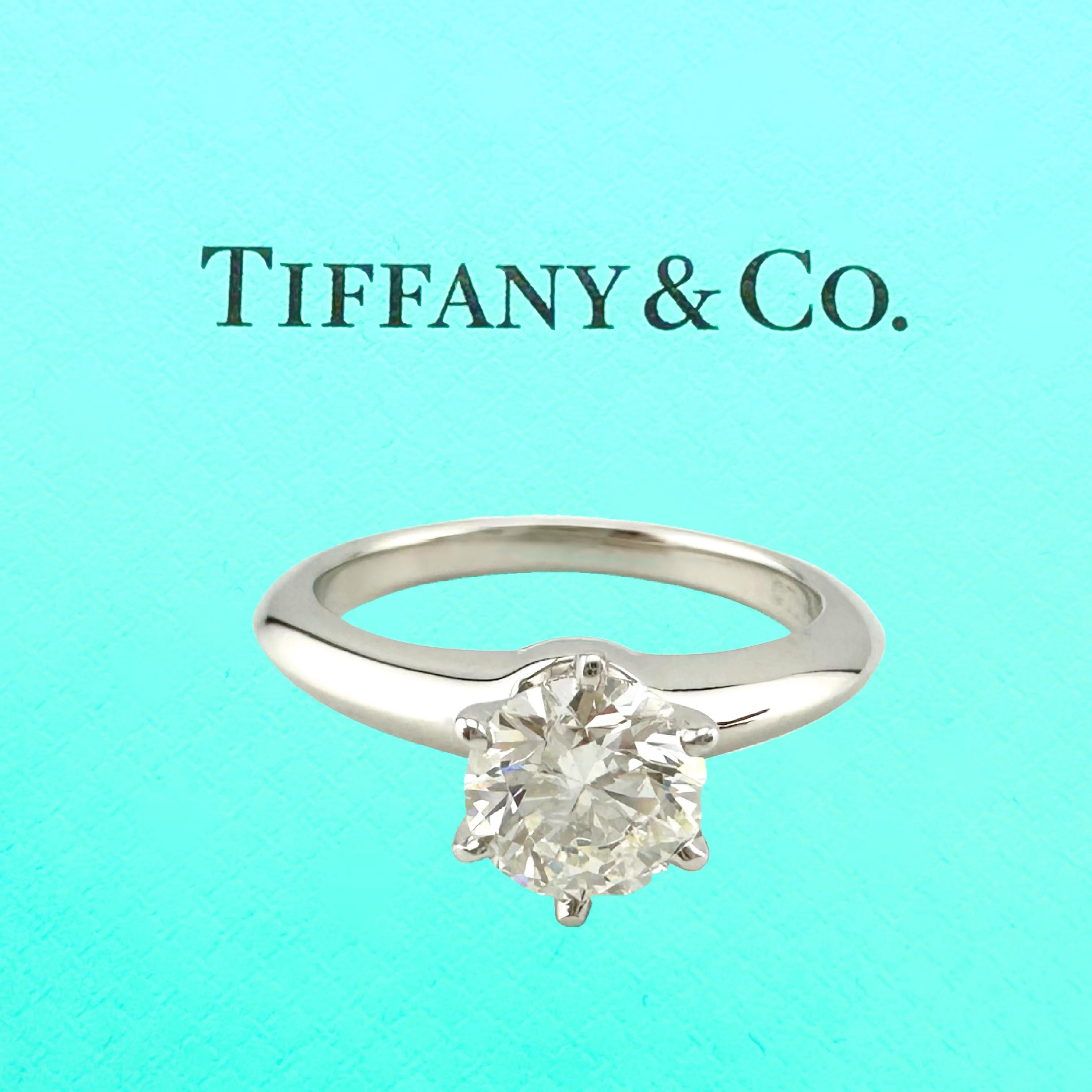 Tiffany & Co Platinum Diamond Engagement Ring Solitaire Round 0.83 ct I VS2 9