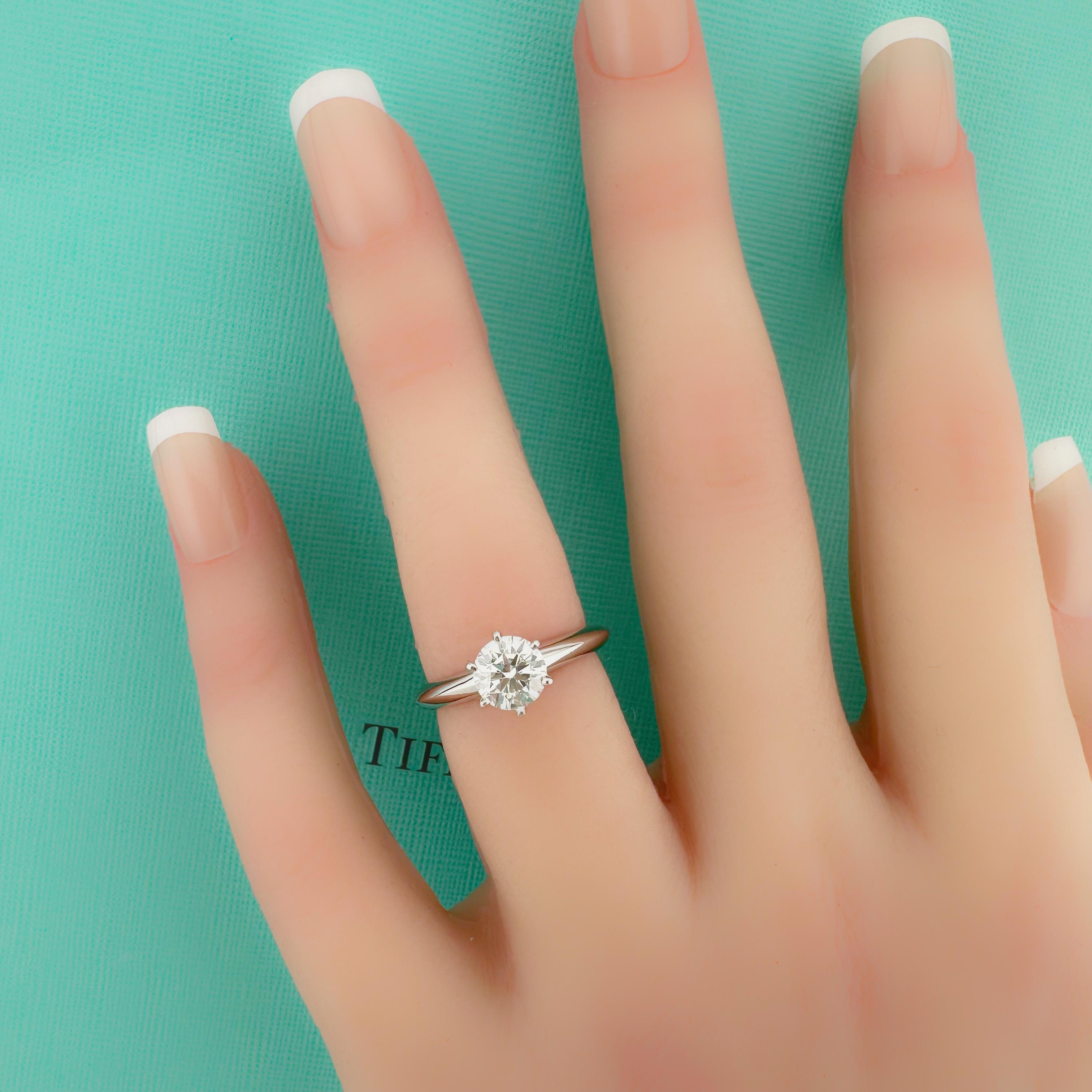Tiffany & Co Platinum Diamond Engagement Ring Solitaire Round 0.83 ct I VS2 12