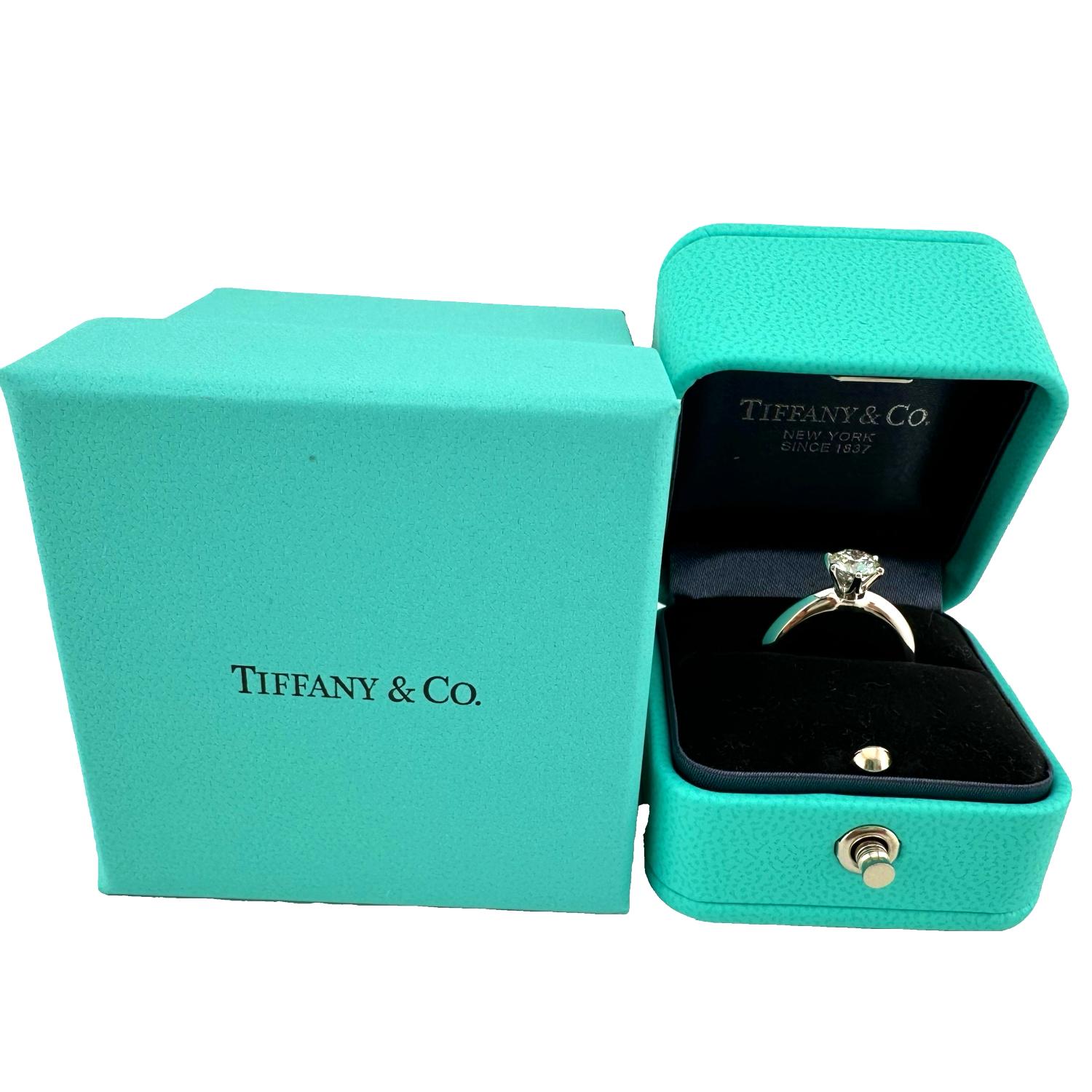 Tiffany & Co Platinum Diamond Engagement Ring Solitaire Round 0.83 ct I VS2 In Excellent Condition In San Diego, CA