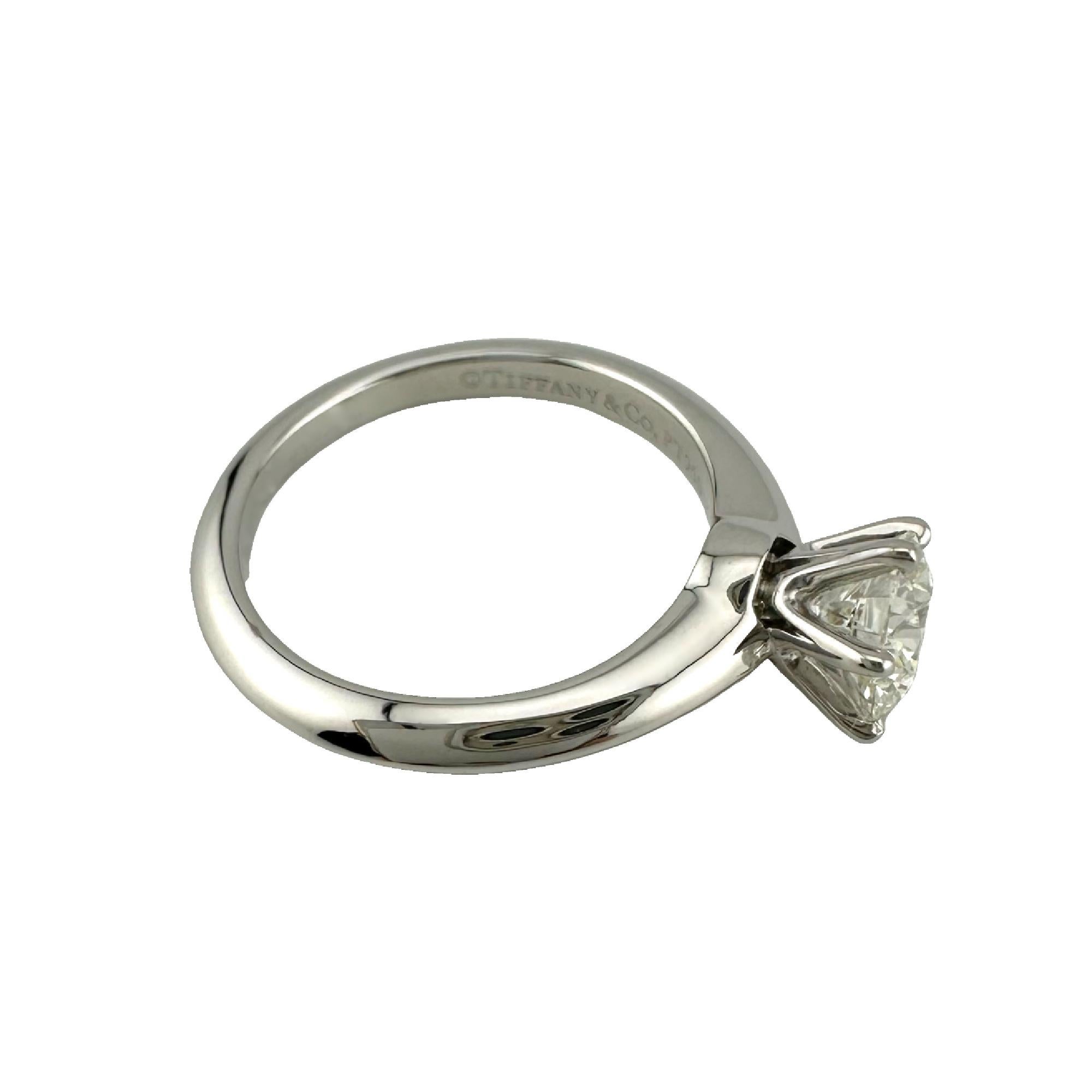 Tiffany & Co Platinum Diamond Engagement Ring Solitaire Round 0.83 ct I VS2 2