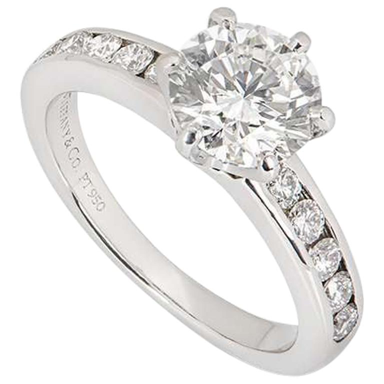 Tiffany & Co. Platinum Diamond Engagement Solitaire Ring 1.38 Carat