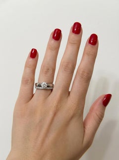 Tiffany & Co Platinum Diamond Engagement & Wedding Band Ring Set 0.90 CTW