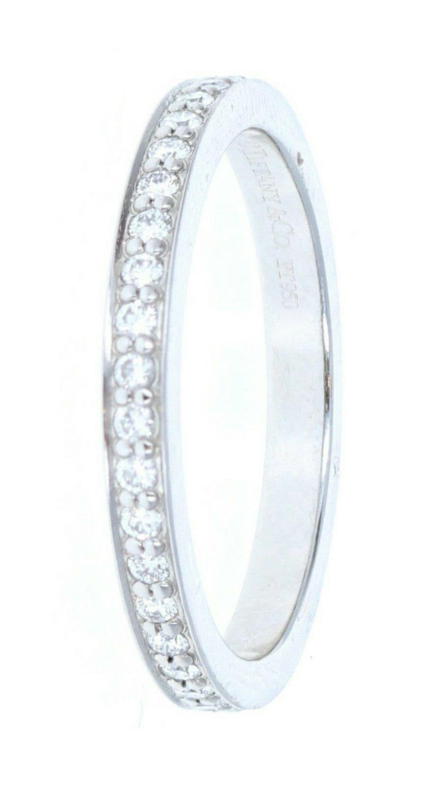Tiffany & Co Platinum & Diamond Eternity Band In Good Condition For Sale In Beverly Hills, CA