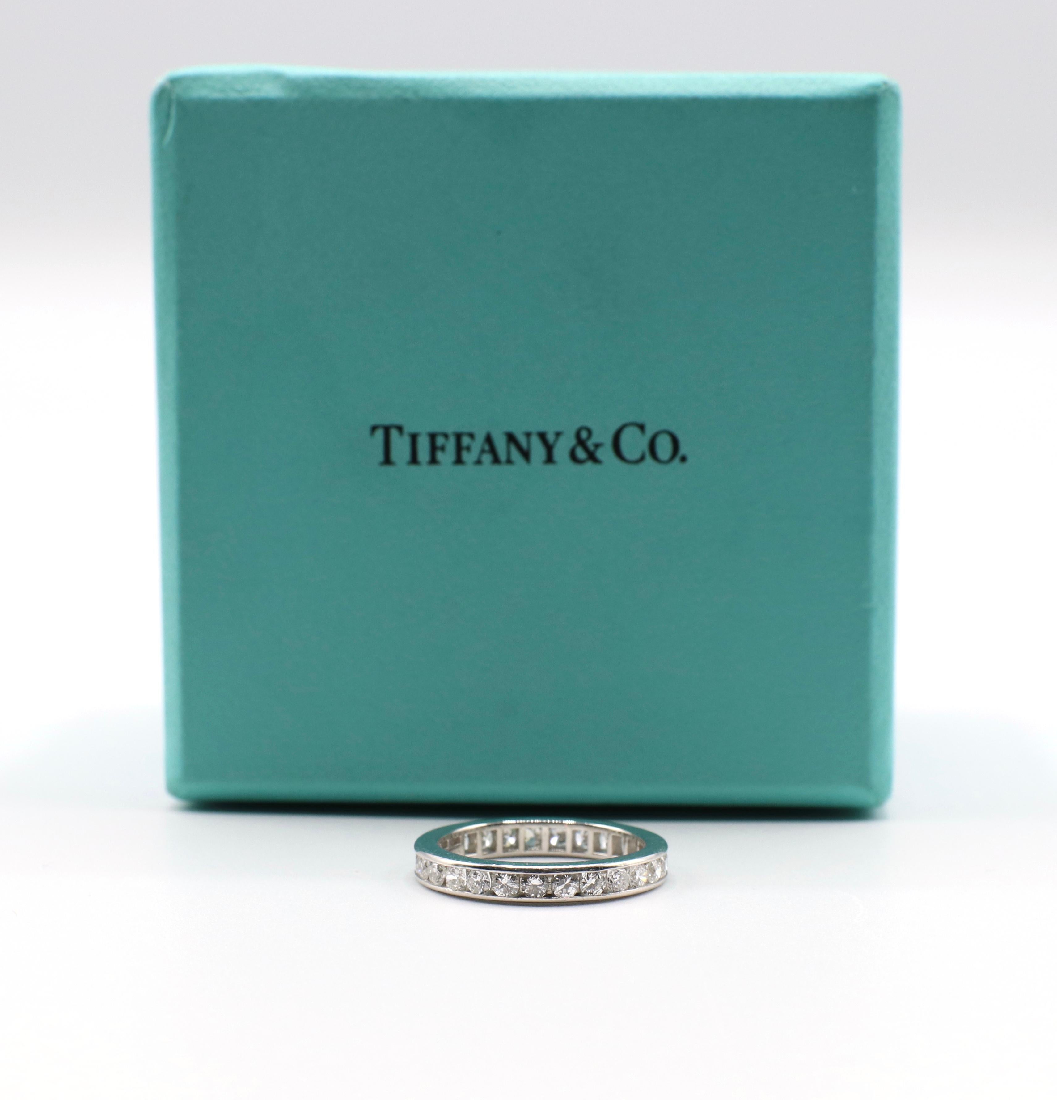 Tiffany & Co. Platinum Diamond Eternity Wedding Band Ring 4