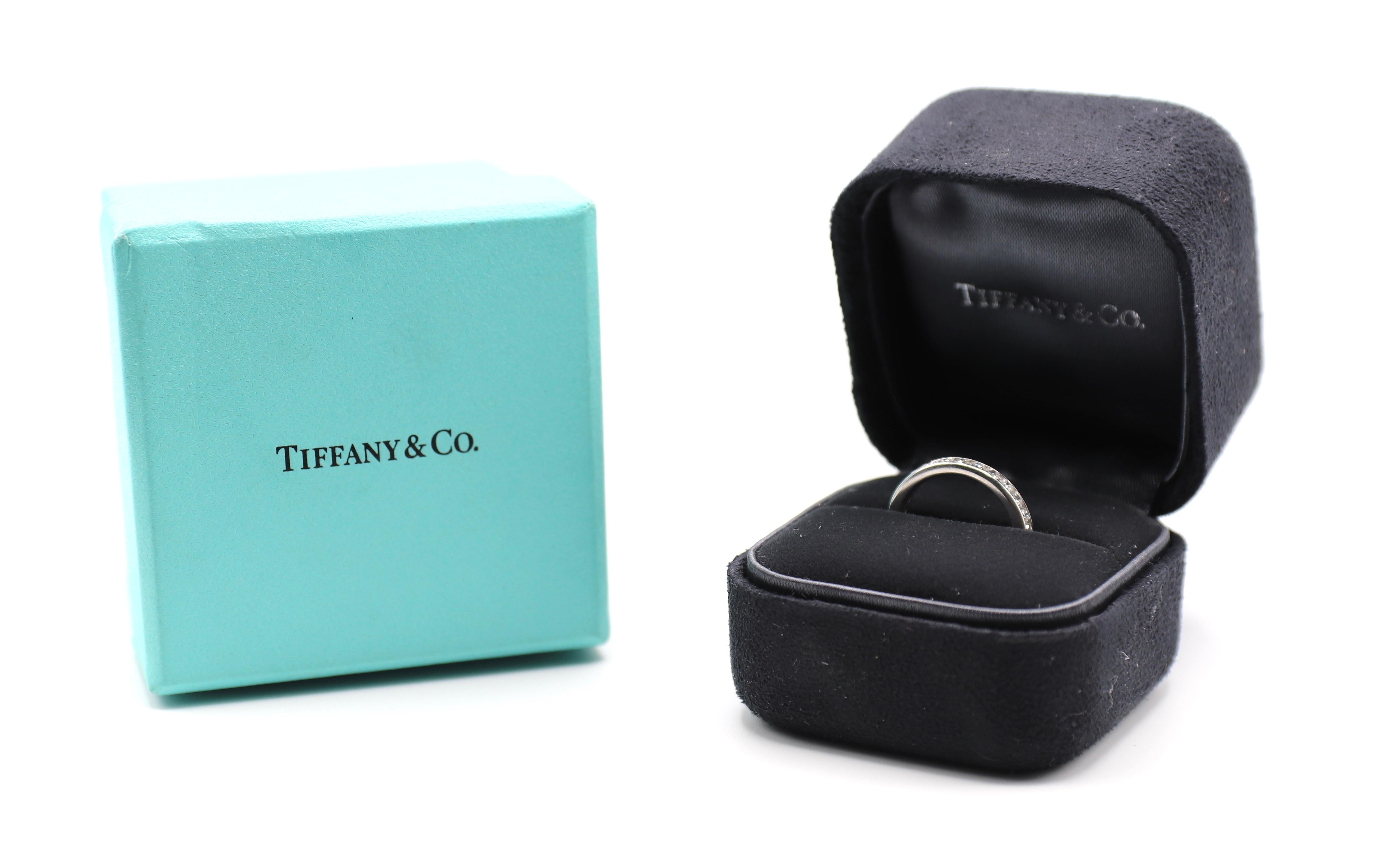 Tiffany & Co. Platinum Diamond Eternity Wedding Band Ring 3