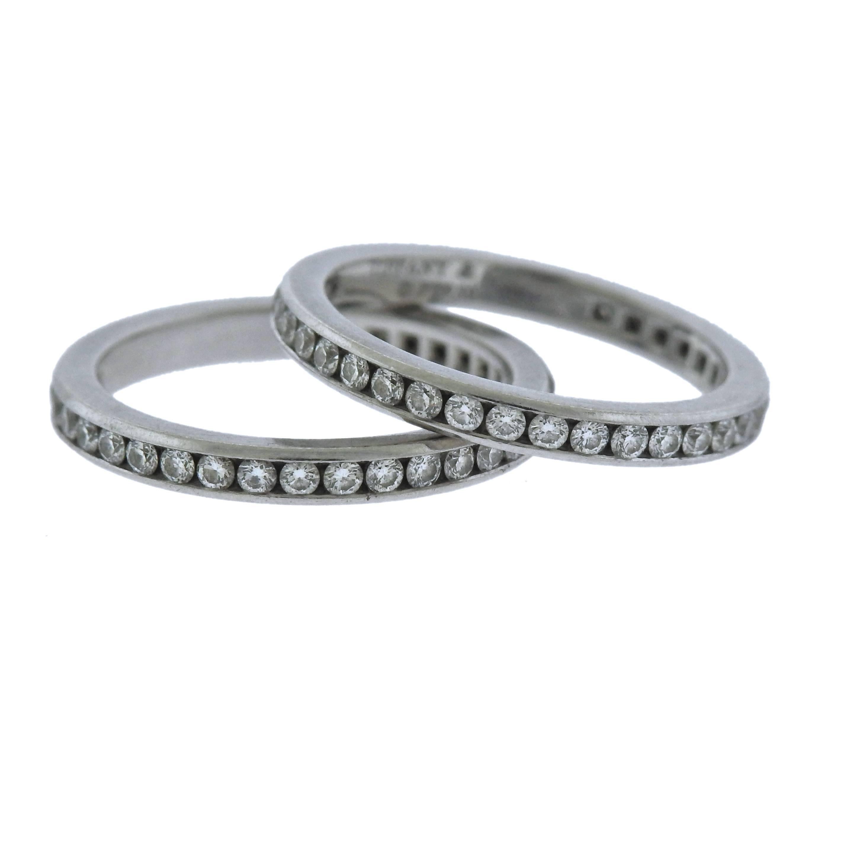 Tiffany & Co. Platinum Diamond Eternity Wedding Band Ring Set