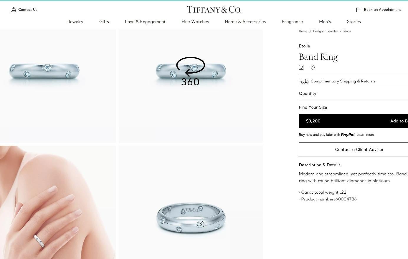 TIFFANY & Co. Bague à anneau en platine avec diamants Etoile de 4 mm 5 en vente 1