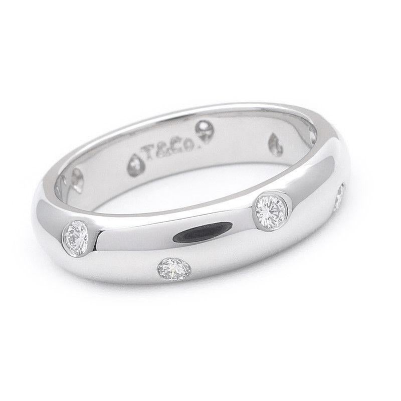 Round Cut TIFFANY & Co. Etoile Platinum Diamond 4mm Band Ring 5.5