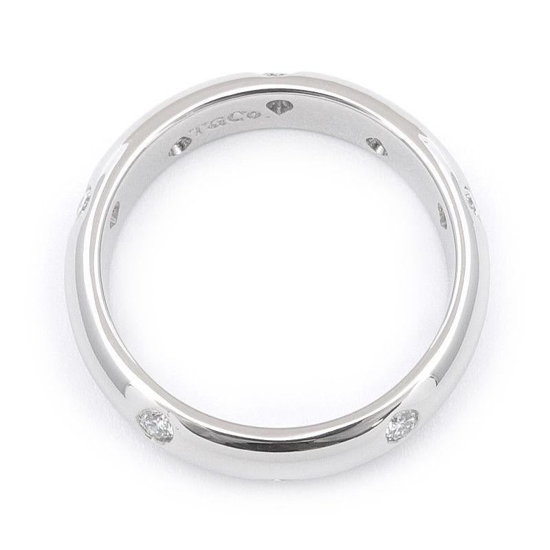 TIFFANY & Co. Etoile Platinum Diamond 4mm Band Ring 5.5 For Sale 1