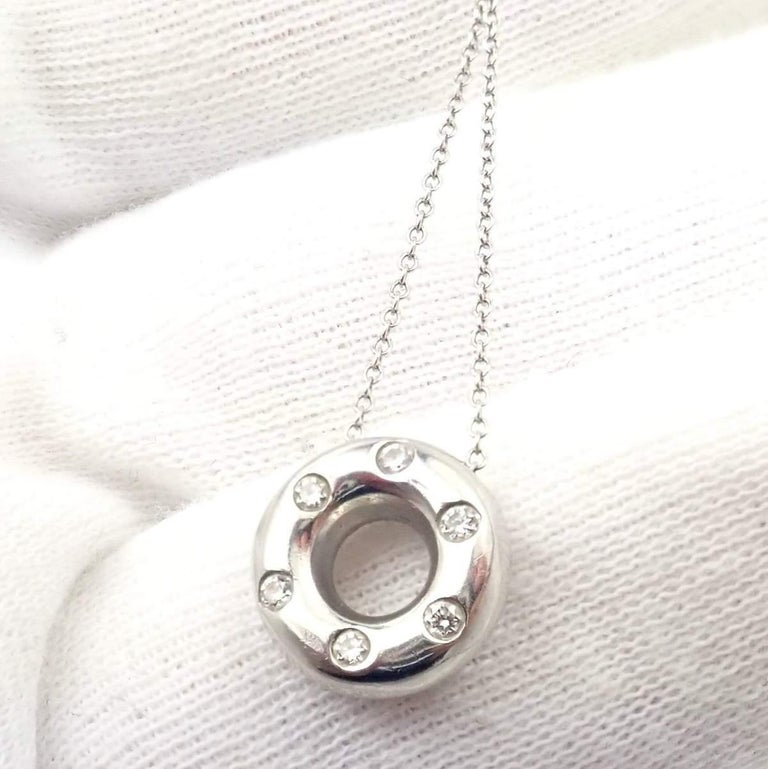 Brilliant Cut Tiffany & Co. Platinum Diamond Etoile Circle Donut Pendant Necklace