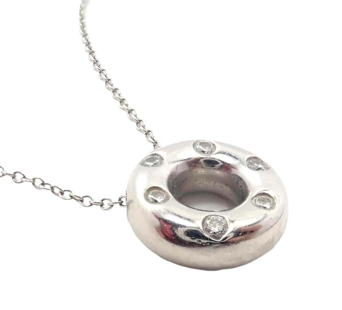 Tiffany & Co. Platinum Diamond Etoile Circle Donut Pendant Necklace 3