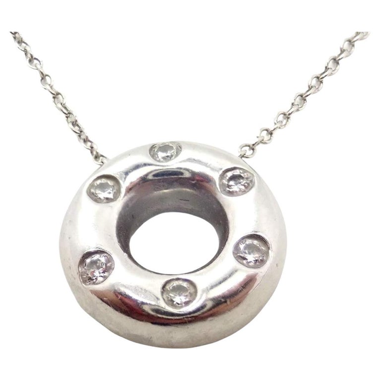 Tiffany & Co. Platinum Diamond Etoile Circle Donut Pendant Necklace