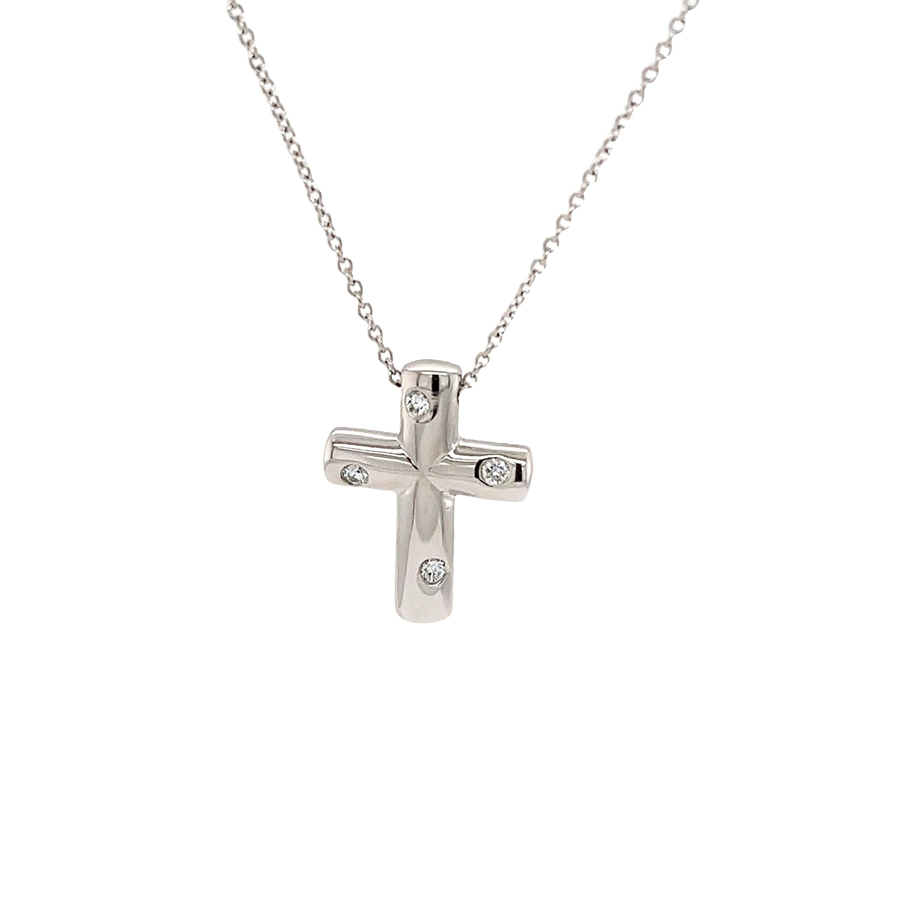 Tiffany & Co. Platinum Diamond Etoile Cross Pendant on 16