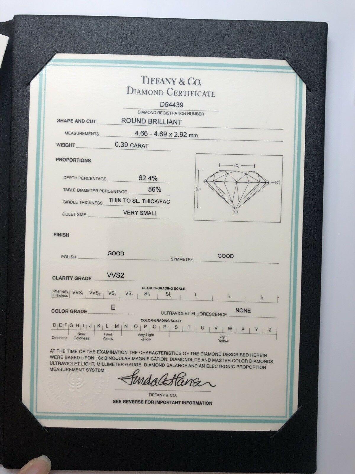 Tiffany & Co. Platinum Diamond Etoile Solitaire Half Bezel Diamond Ring .39ct 1