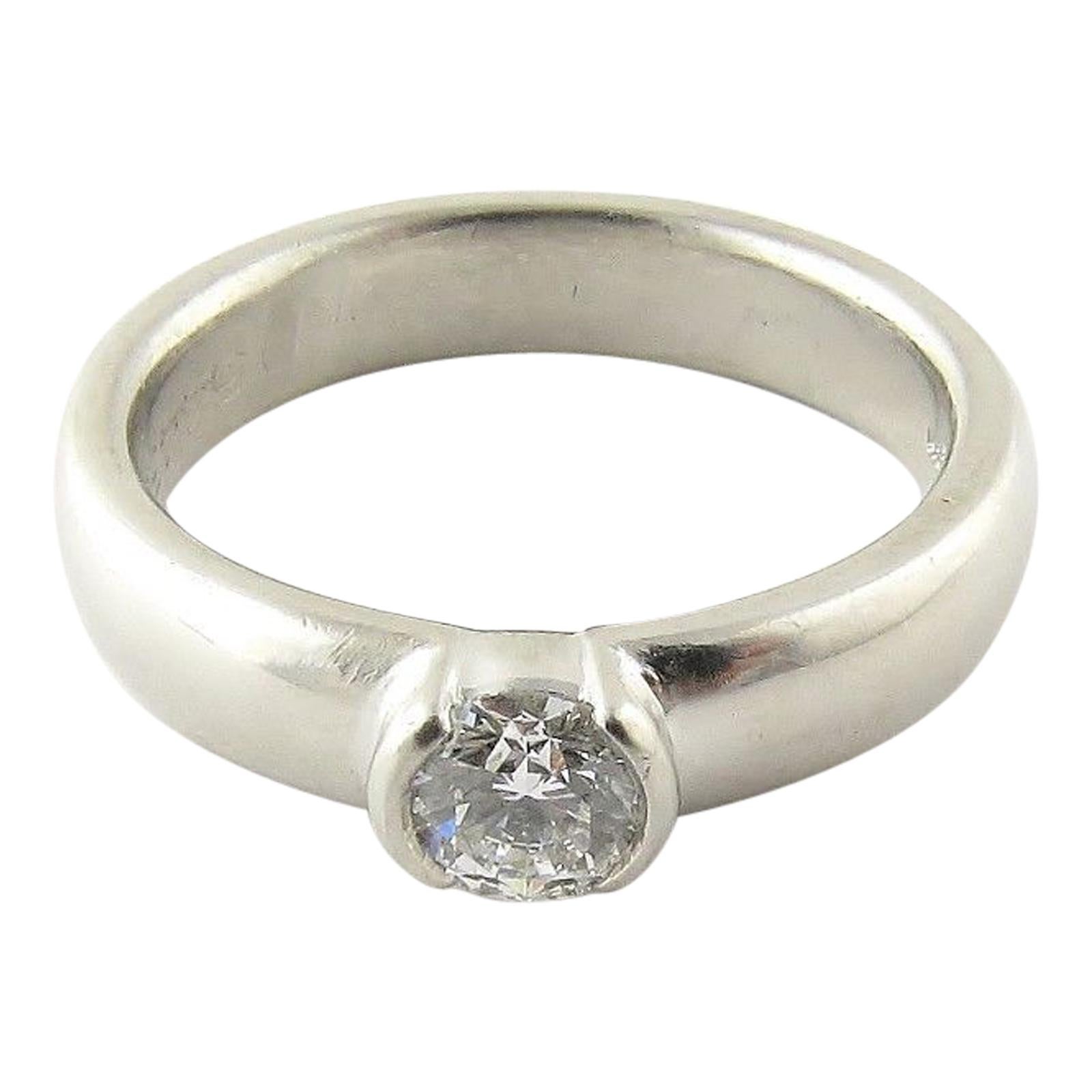 Tiffany & Co. Platinum Diamond Etoile Solitaire Half Bezel Diamond Ring .39ct