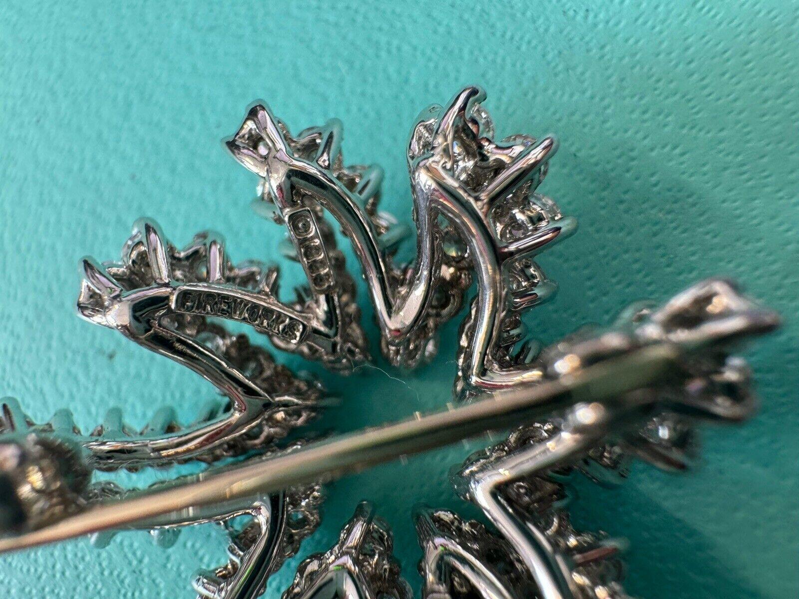 Round Cut TIFFANY & CO. Platinum & Diamond Fireworks Pin / Brooch Modern 1993