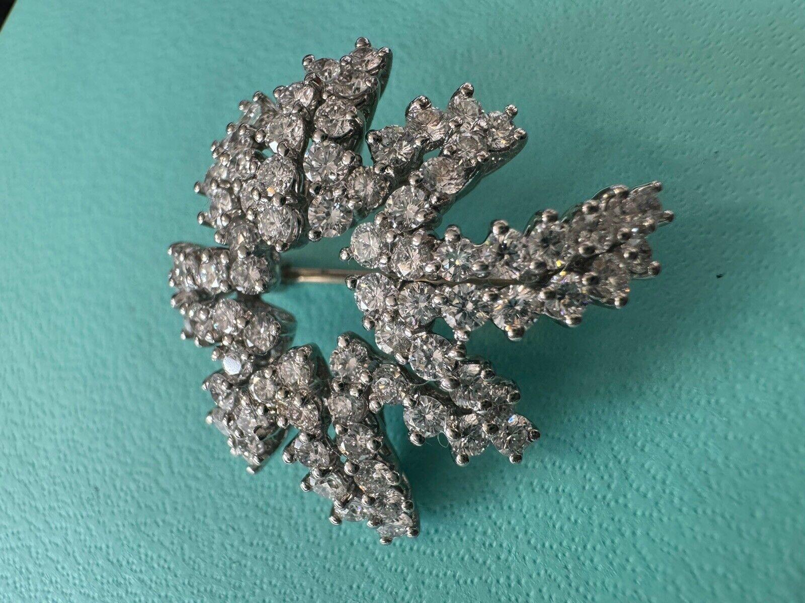 Women's or Men's TIFFANY & CO. Platinum & Diamond Fireworks Pin / Brooch Modern 1993